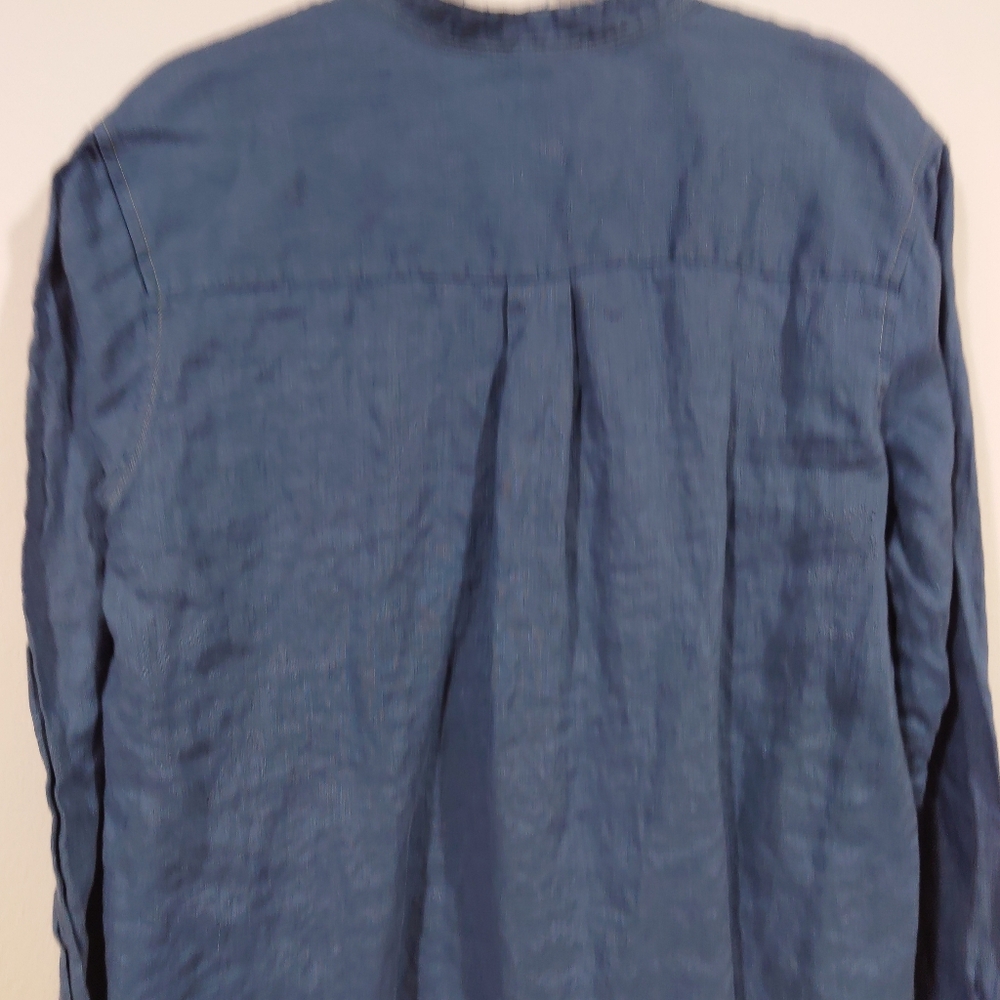 GAP 100% Linen Tunic Shirt Women XL Tall Blue Lightweight Relaxed Coastal - Picture 7 of 8